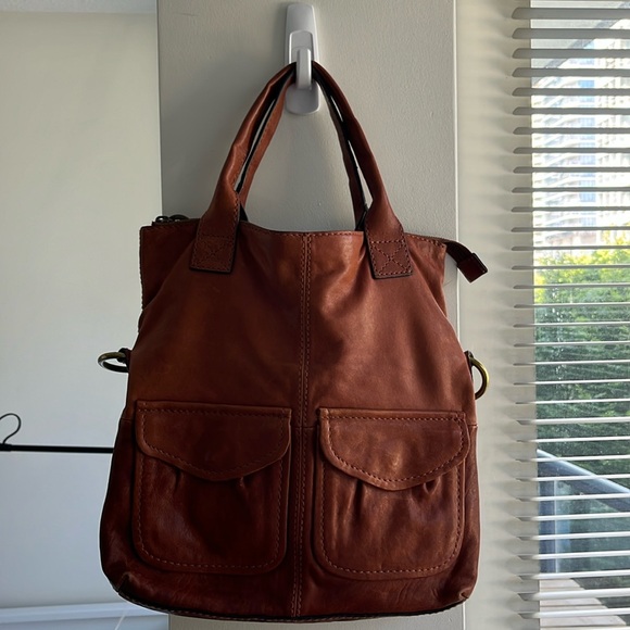 Fossil Convertible Crossbody Tote Handbag - Cognac - Picture 4 of 6